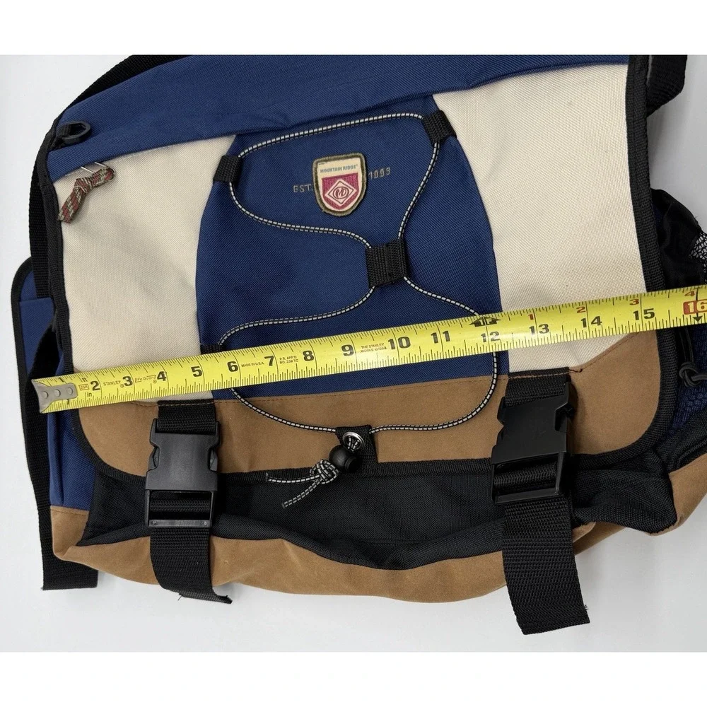 Mountain Ridge Messenger Laptop Bag Blue Tan Black Shoulder Travel